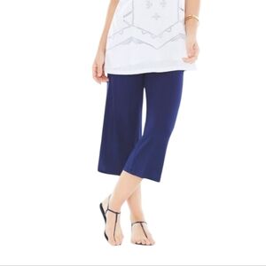 Soma Sunday Wide Leg Cropped Blue Pants Women's Size Large With Pockets